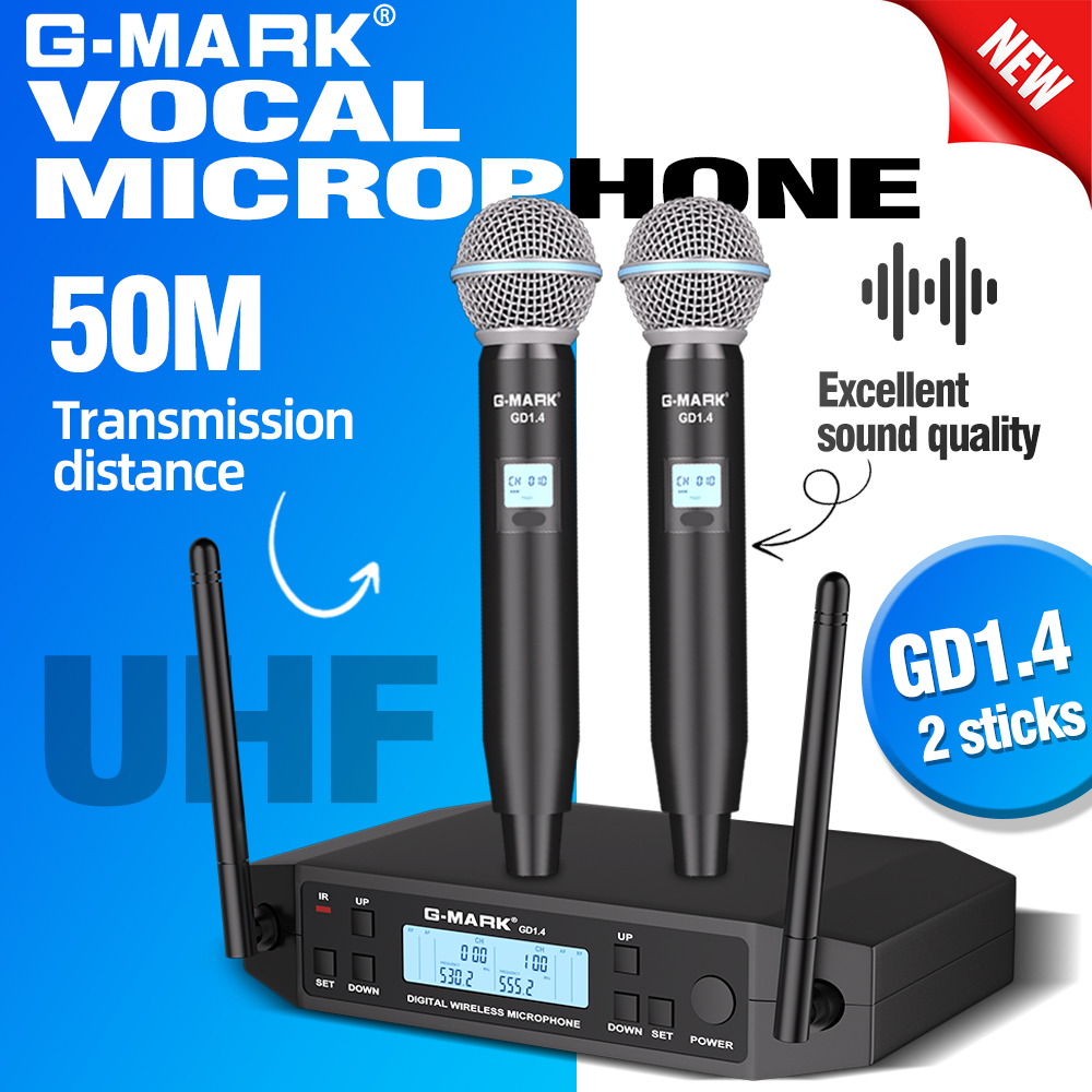 Shure Mic Sm7B - ไมโครโฟนไร้สาย UHF ระดับมืออาชีพ G-MARK GLXD4 สำหรับการแสดงสดบนเวที